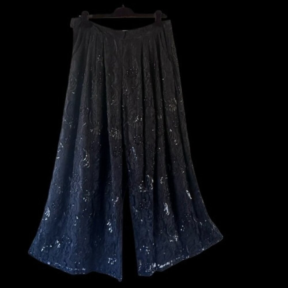 DIMPLE ARMEN COUTURE Beaded Black lace trousers